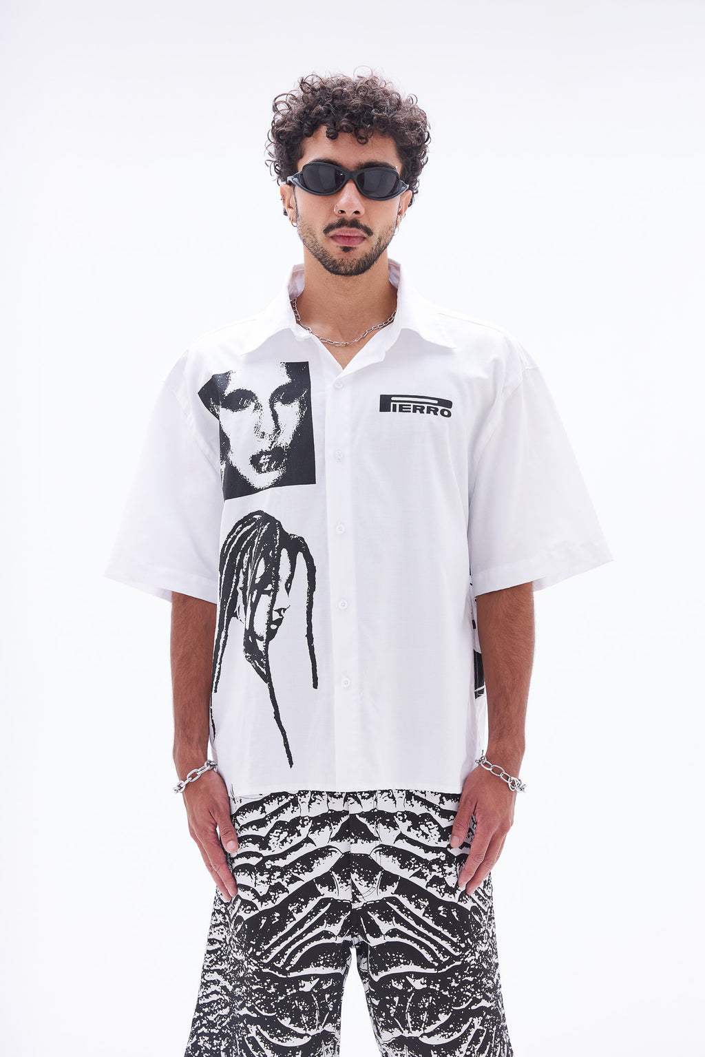 Camisa Social Manga Curta Retratos