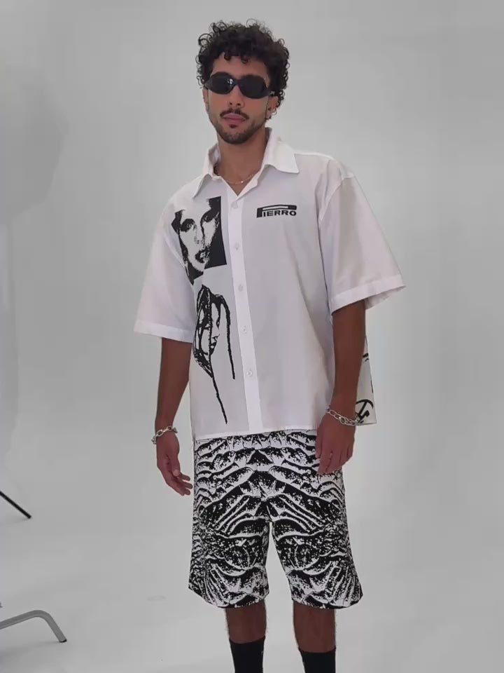 Camisa Social Manga Curta Retratos